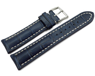 Uhrenband Leder stark gepolstert Kroko navy blau 18mm 20mm 22mm 24mm