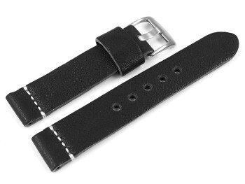 Uhrenarmband schwarz sehr weiches Leder Modell Bari 20mm Stahl