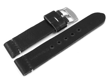 Uhrenarmband schwarz sehr weiches Leder Modell Bari 20mm Stahl