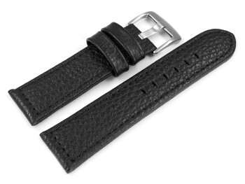 Uhrenarmband schwarzes weiches genarbtes Leder 22mm Schwarz