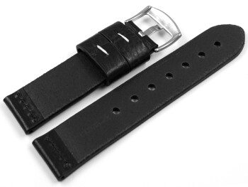 XL Uhrenarmband Ranger massives Leder schwarz 24mm Schwarz