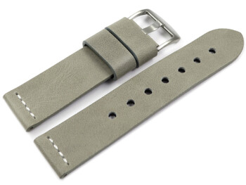 Uhrenarmband Ranger massives Leder grau 18mm Stahl