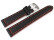 Uhrenarmband schwarz Sportiv Leder mit roter Naht 20mm Stahl