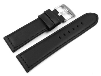 Uhrenarmband mit Breitdorn - Leder - Glatt - schwarz TiT 24mm Stahl