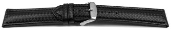 Uhrenarmband Leder Carbon Prägung schwarz TiT 18mm 20mm 22mm 24mm