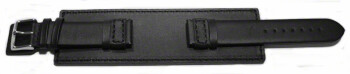 Uhrenarmband Leder Voll-Unterlage schwarz 18mm 20mm 22mm...